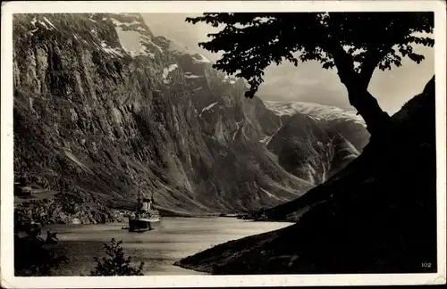 Ak Norwegen, Nærøyfjord, Dampfer