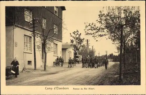 Ak Elsenborn Bütgenbach Wallonien Lüttich, Truppenübungsplatz, Avenue du Roi Albert, Soldaten