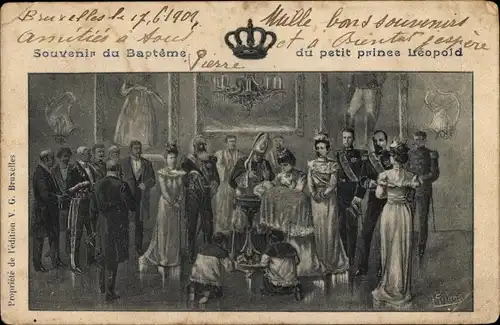 Ak Adel Belgien, Souvenir du Bapteme du petir prince Leopold