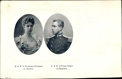 Ak Elisabeth Gabriele in Bayern, König Albert I. von Belgien, Portrait