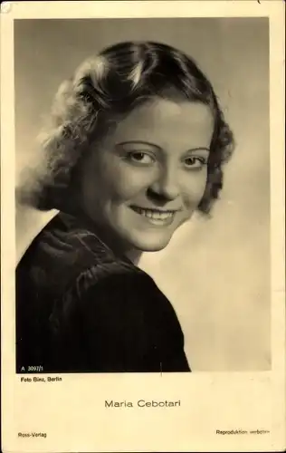 Ak Schauspielerin und Opernsängerin Maria Cebotari, Portrait