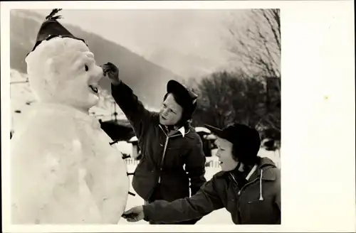 Ak Prinzessin Beatrix der Niederlande, Prinzessin Irene, St. Anton Tirol, Schneemann