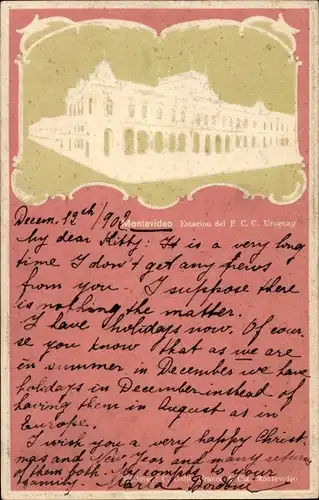 Präge Passepartout Litho Montevideo Uruguay, Estacion del E. C. C. Uruguay