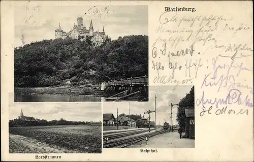 Ak Schulenburg Pattensen an der Leine, Marienburg, Nordstemmen, Bahnhof