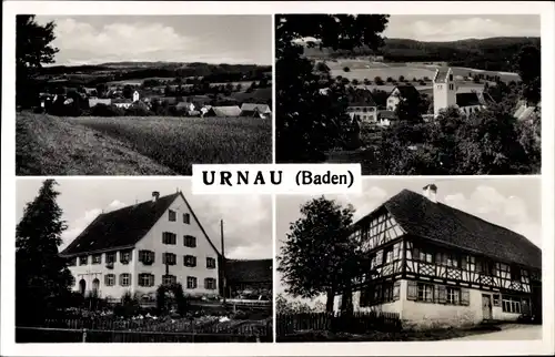 Ak Urnau im Bodenseekreis Baden, Panorama, Kirche, Fachwerkhaus