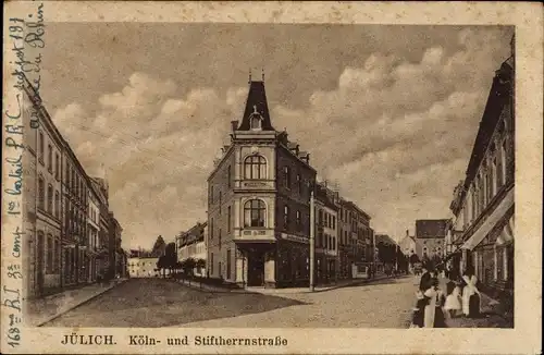 Ak Jülich in Nordrhein Westfalen, Kölnstraße und Stiftherrnstraße, Geschäftshaus