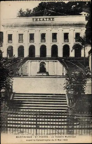 Ak Saint Pierre Martinique, Le Theatre Municipal après l'éruption 8 Mai 1902