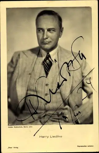 Ak Schauspieler Harry Liedtke, Portrait, Autogramm