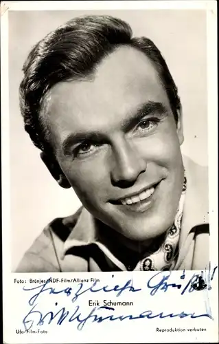 Ak Schauspieler Erik Schumann, Portrait, Autogramm