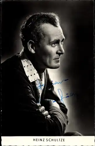 Ak Schlagersänger Heinz Schultze, Portrait, Profilansicht, DDR Tanzmusik, Autogramm