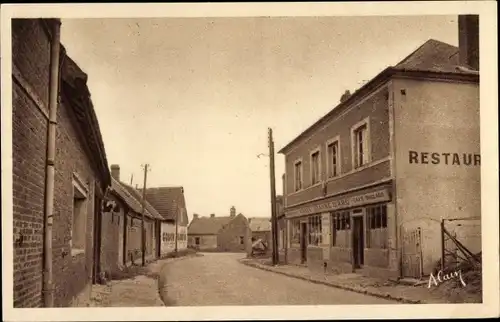 Ak Cuvilly Oise, Rue du Matz, Restaurant