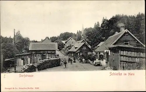 Ak Schierke Wernigerode am Harz, Partie in der Dorfstraße 