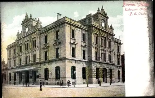 Ak Buenos Aires Argentinien, Estacion Once, F.C. Oeste, Bahnhof
