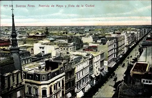 Ak Buenos Aires Argentinien, Avenida de Mayo y Vista de la Ciudad