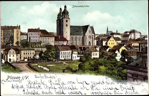 Ak Plauen im Vogtland, Ortsansicht, Johanniskirche