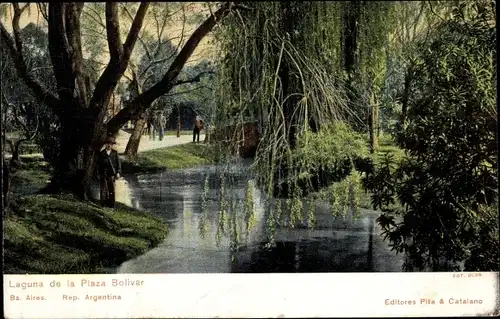 Ak Buenos Aires Argentinien, Laguna de la Plaza Bolivar