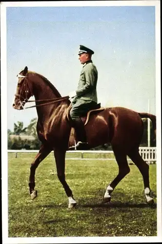Sammelwerk Olympia 1936, Serie 29 Bild 3, Dressurreiter Major Gerhard, Pferd Absinth, Franck Kaffee