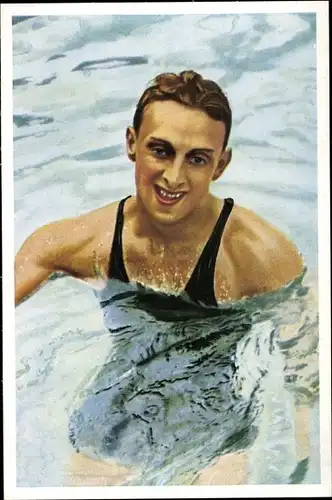 Sammelbild Olympia 1936, Serie 22 Bild 6, Der ungarische Schwimmer Ferenc Csik, Franck-Kaffee