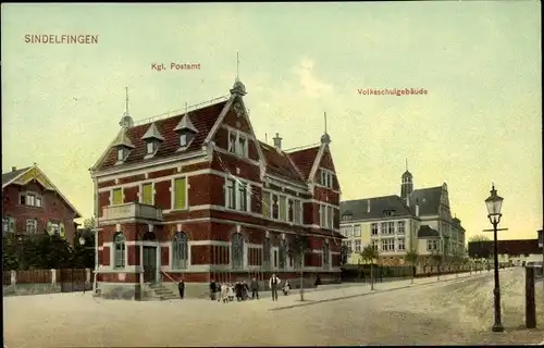 Ak Sindelfingen in Württemberg, Kgl. Postamt, Volksschulgebäude