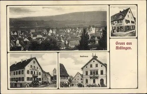 Ak Aidlingen in Württemberg, Rathaus, Gasthaus, Totalansicht