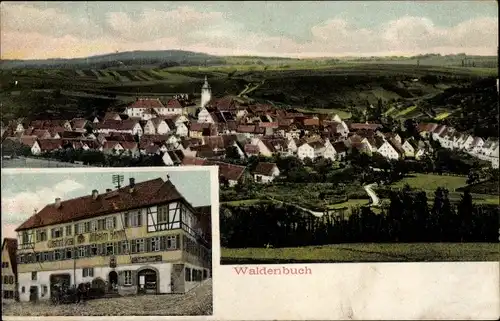 Ak Waldenbuch in Baden Württemberg, Gasthaus Post, Totalansicht