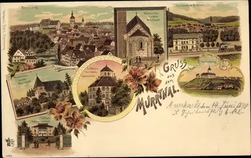 Litho Sulzbach an der Murr, Murrtal, Murrhardt, Backnang, Schloss