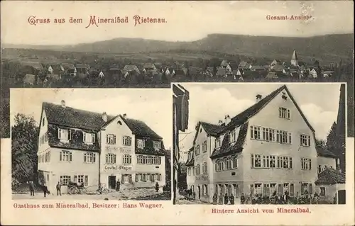 Ak Rietenau Aspach in Württemberg, Gasthaus zum Mineralbad, Totalansicht