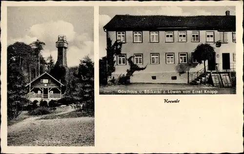 Ak Kreuzle Neuhütten Wüstenrot in Württemberg, Steinknickle mit Aussichtsturm, Gasthaus zum Löwen