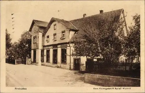 Ak Neuhütten Wüstenrot in Württemberg, Gemischtwarenhandlung