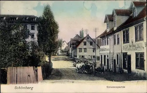 Ak Schömberg im Nordschwarzwald Kreis Calw, Straßenpartie, Sattlerei Karl König, Gasthaus zum Lamm
