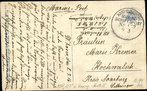 Ak Stempel Marinepost MSP Nr. 137, 6. Torpedoboots Halbflottille