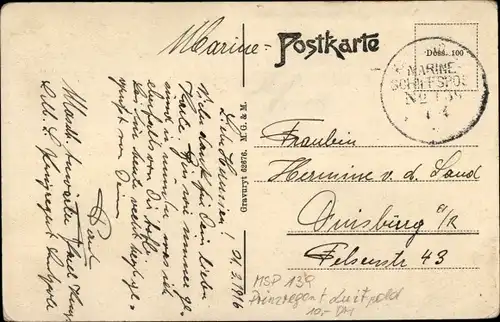 Ak Stempel Marinepost MSP Nr. 139, Linienschiff Prinzregent Luitpold, SMS Scharnhorst, SMS Gneisenau