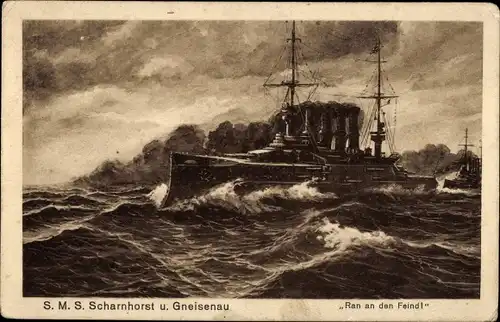 Ak Stempel Marinepost MSP Nr. 139, Linienschiff Prinzregent Luitpold, SMS Scharnhorst, SMS Gneisenau