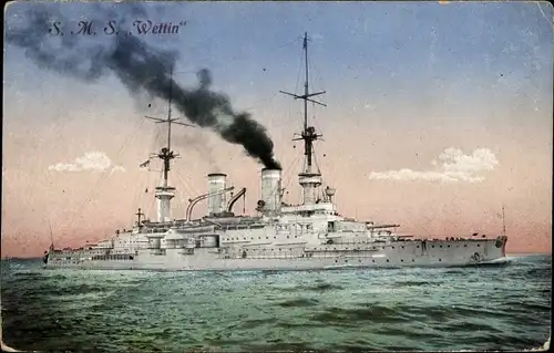 Ak Deutsches Kriegsschiff SMS Wettin, Kaiserliche Marine