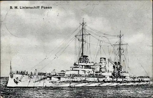 Ak Deutsches Kriegsschiff, SMS Posen, Linienschiff, Kaiserliche Marine