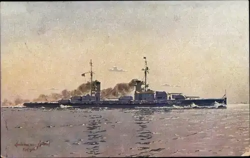 Künstler Ak Lindemann Frommel, Deutsches Kriegsschiff, SMS König, Kaiserliche Marine