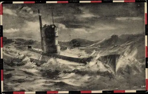 Ak Deutsches Unterseeboot, U-Boot, Englische Gewässer als deutsches Kriegsgebiet