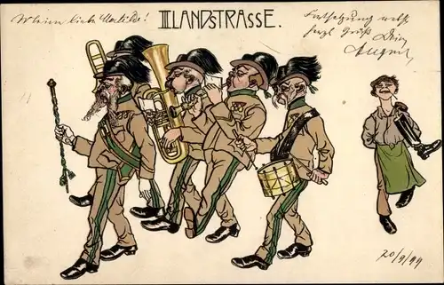 Künstler Ak Wien 3 Landstraße, musizierende Veteranen, Schusterjunge