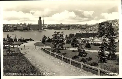 Ak Stockholm Schweden, Blick auf die Stadt, Straße, Bäume