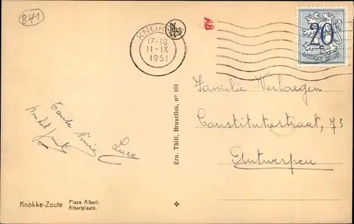 Ak Zoute Knokke Heist Heyst Knocke sur Mer Westflandern, Place Albert