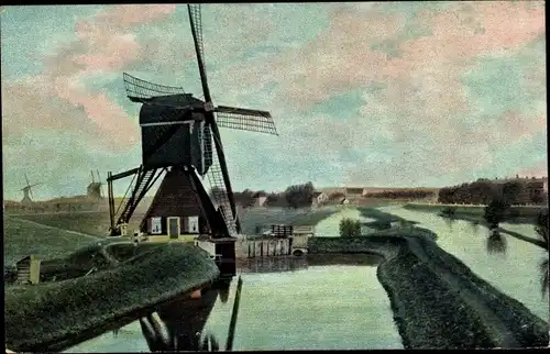 Ak Leerdam Südholland, Ortsansicht mit Windmühlen