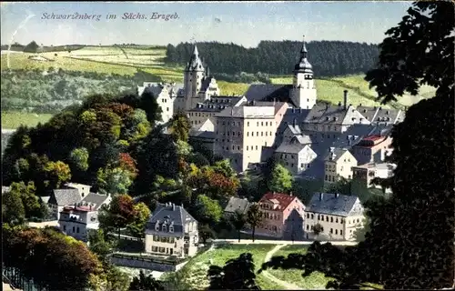 Ak Schwarzenberg im Erzgebirge Sachsen, Schloss, Teilansicht