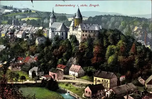 Ak Schwarzenberg im Erzgebirge Sachsen, Schloss, Kirche