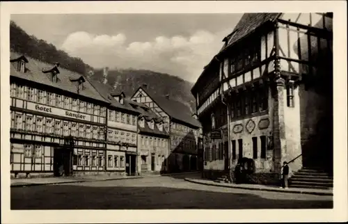 Ak Stolberg im Harz, Markt mit Rathaus und Hotel Kanzler