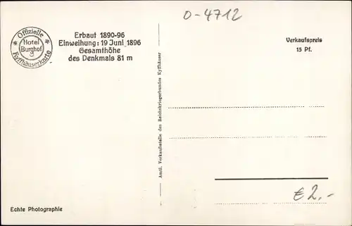 Ak Steinthaleben Kyffhäuserland in Thüringen, Kyffhäuser, Kaiser Wilhelm Denkmal