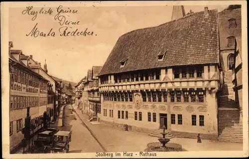 Ak Stolberg im Harz, Rathaus