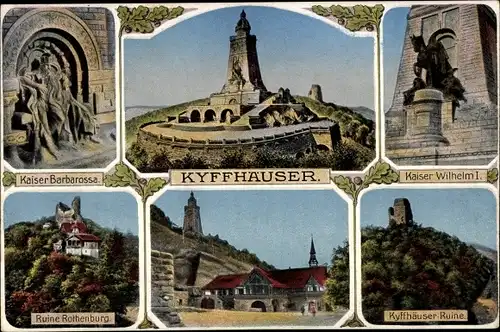 Ak Steinthaleben Kyffhäuserland in Thüringen, Kyffhäuser, Kaiser Wilhelm I, Ruine, Kaiser Barbarossa
