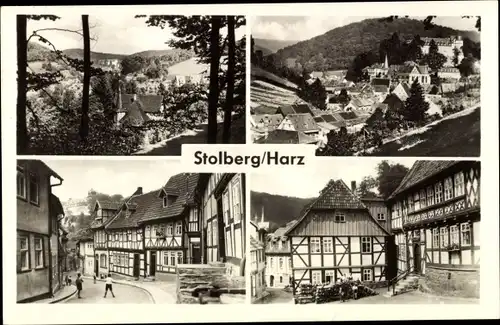 Ak Stolberg im Harz, Ortsansicht, Straßenpartie, Fachwerkhaus