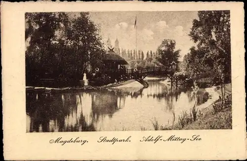 Ak Magdeburg an der Elbe, Stadtpark, Adolf-Mittag-See