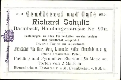 Ak Hamburg Nord Barmbek Barmbeck, Conditorei u. Cafe R. Schultz, Sandtorquai, Seemannshaus